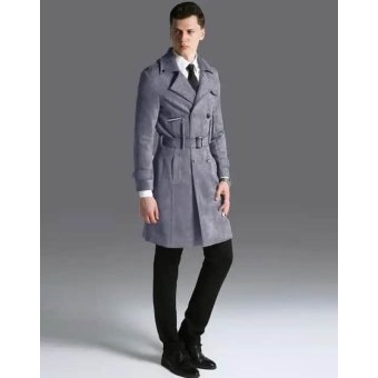 Military style suede trench coat