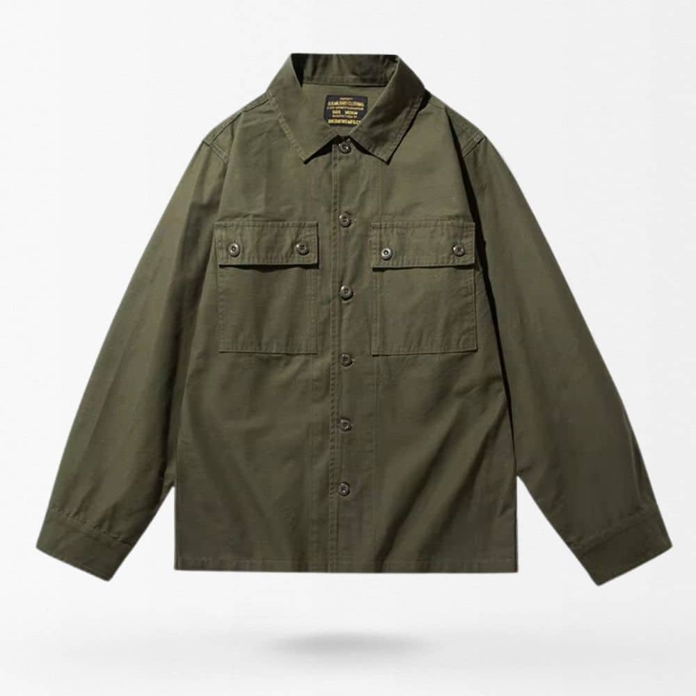 OD Green button up shirt with chest pockets
