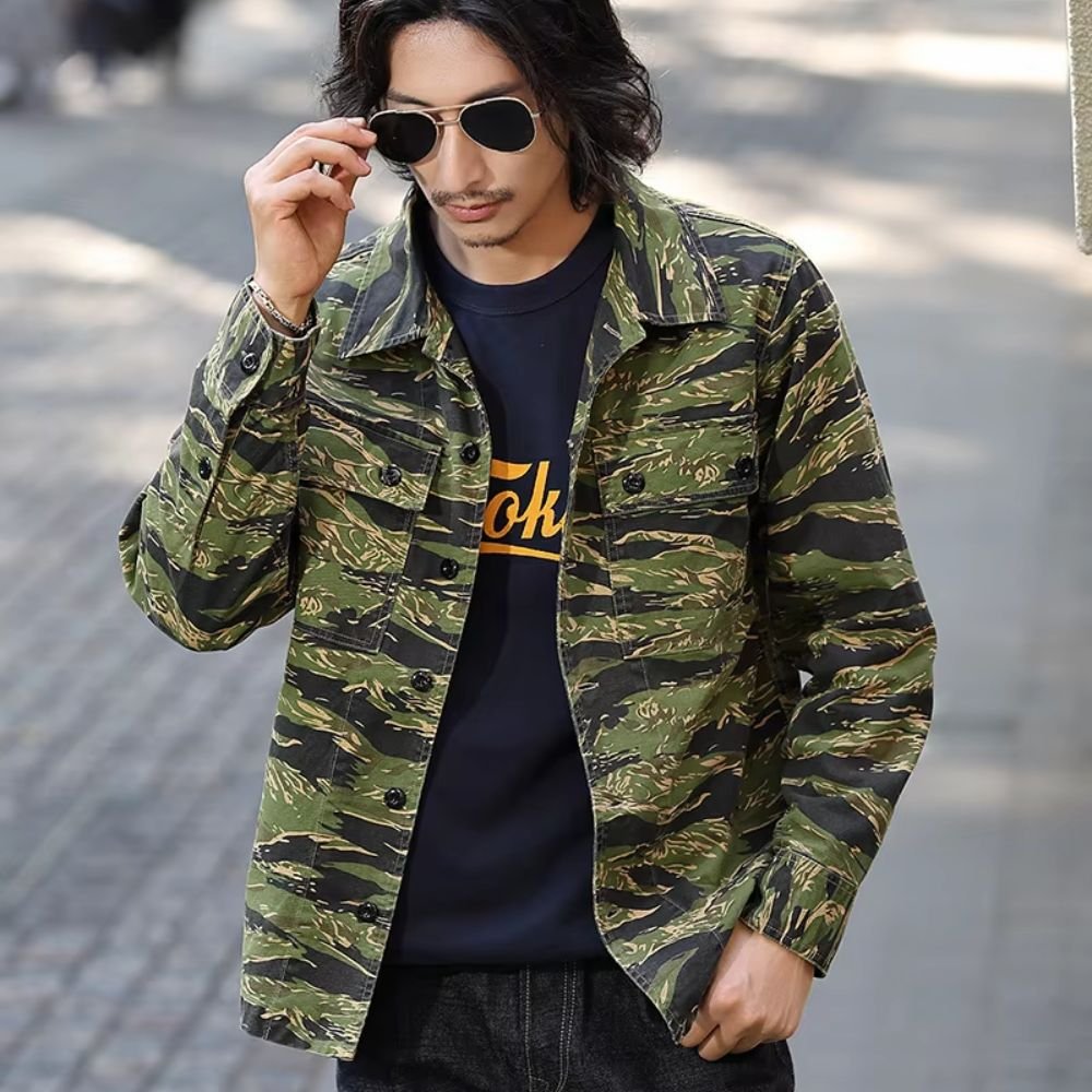 Tiger stripe button up shirt