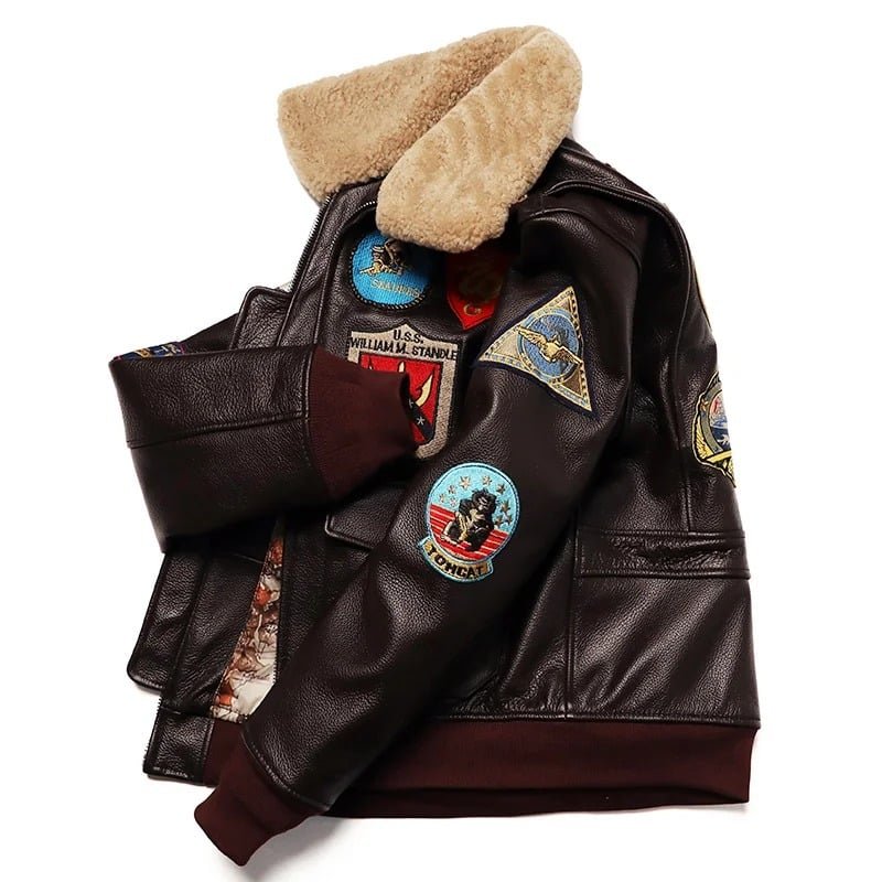 Top gun maverick leather bomber jacket