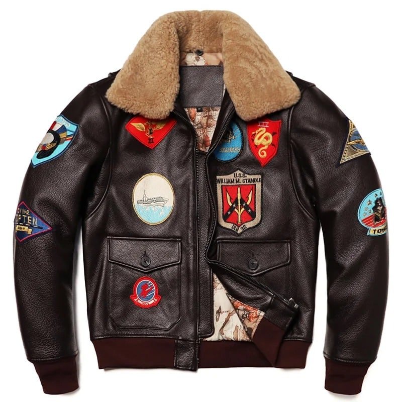 Top gun maverick leather bomber jacket