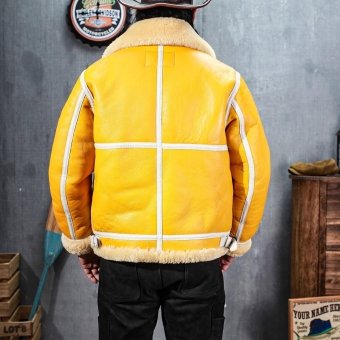Yellow leather bomber jacket B3