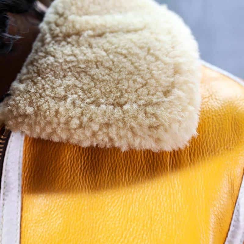 Yellow leather bomber jacket B3