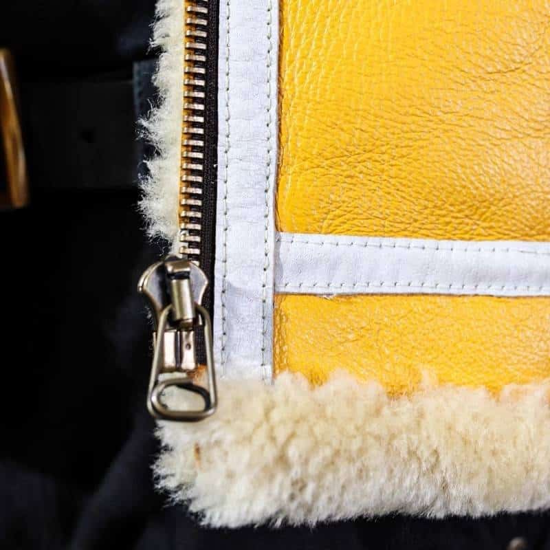 Yellow leather bomber jacket B3