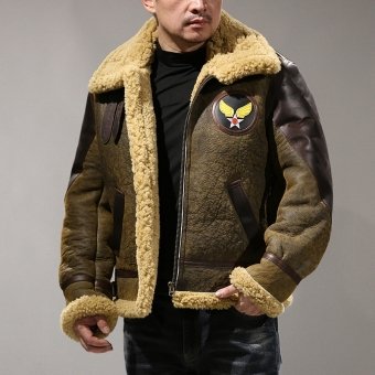 b3 sheepskin bomber leather military jacket