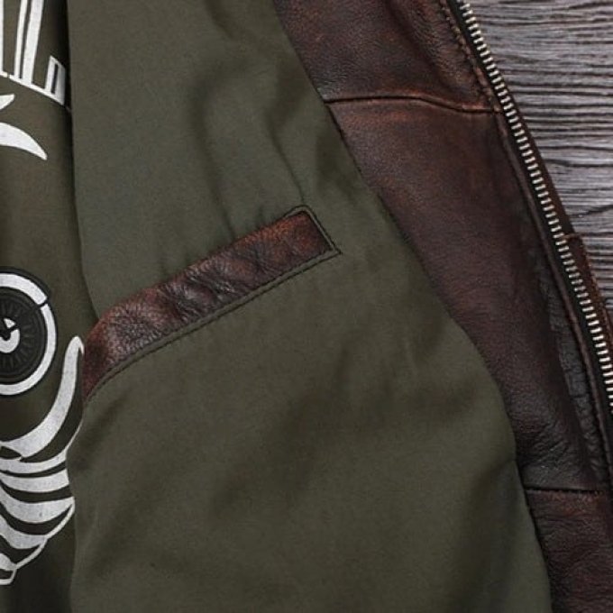 brown leather flight jacket vintage