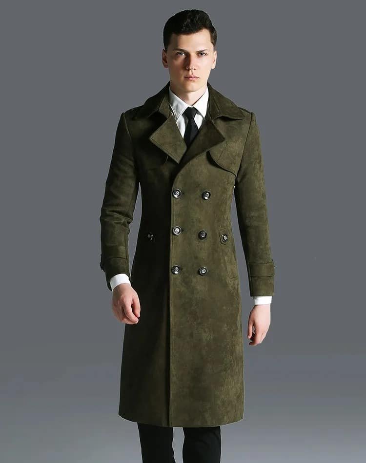 Double breasted military trench coat