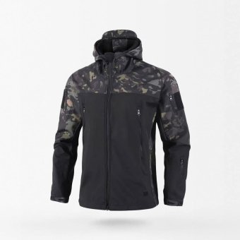 hooded tactical camo softshell jacket