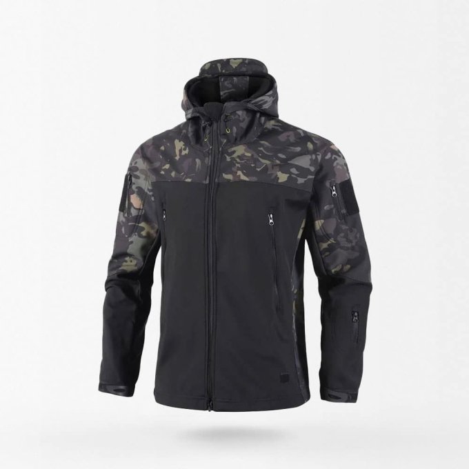 hooded tactical camo softshell jacket