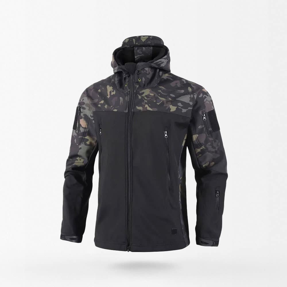 hooded tactical camo softshell jacket
