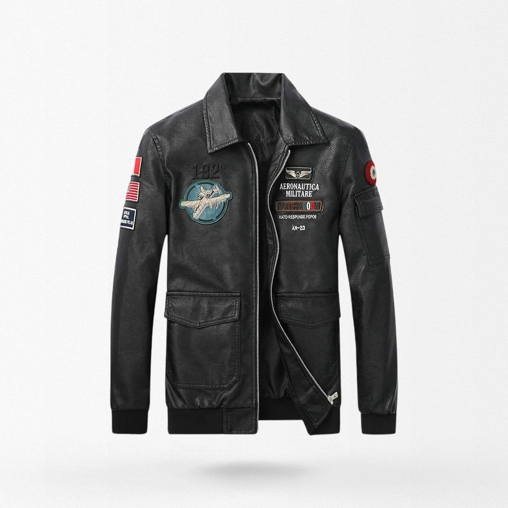 Indian embroidered leather flight jacket