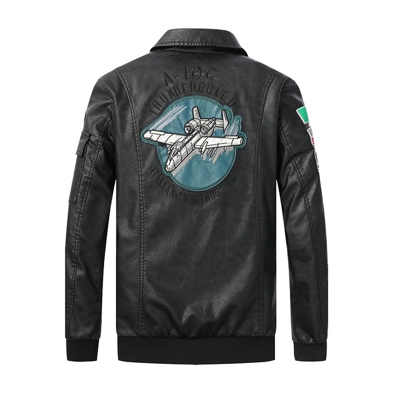 Indian embroidered leather flight jacket