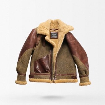 mens b3 military leather bomber fur jacket