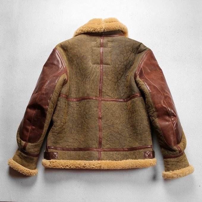 mens b3 military leather bomber fur jacket