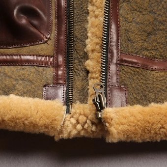 mens b3 military leather bomber fur jacket