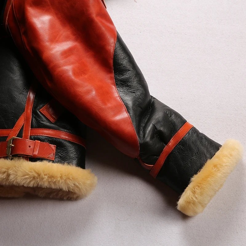 blouson de vol b3 en cuir de shearling pour hommes