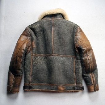 mens retro d3 leather bomber jacket