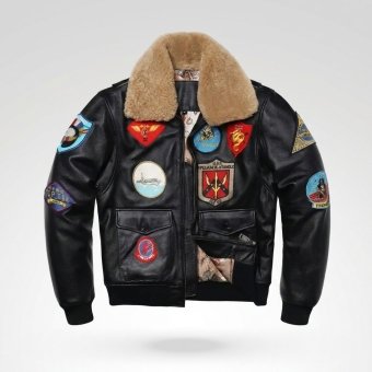 Blouson Aviateur Cuir Top Gun G-1 Noir