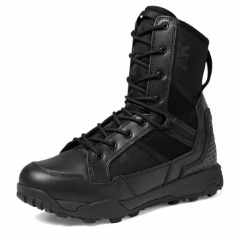 Black lace up combat boots with Mesh