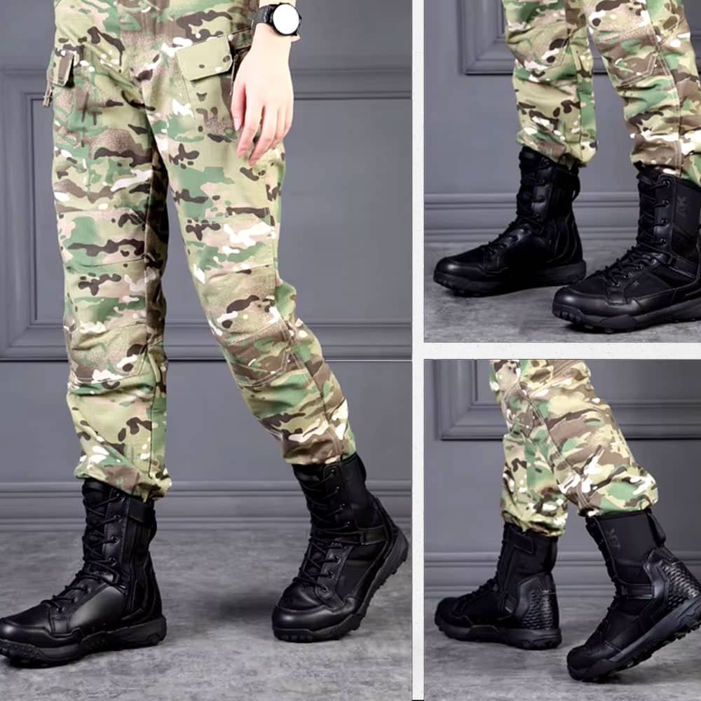 Black lace up combat boots with Mesh