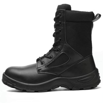 Black safety toe military boots