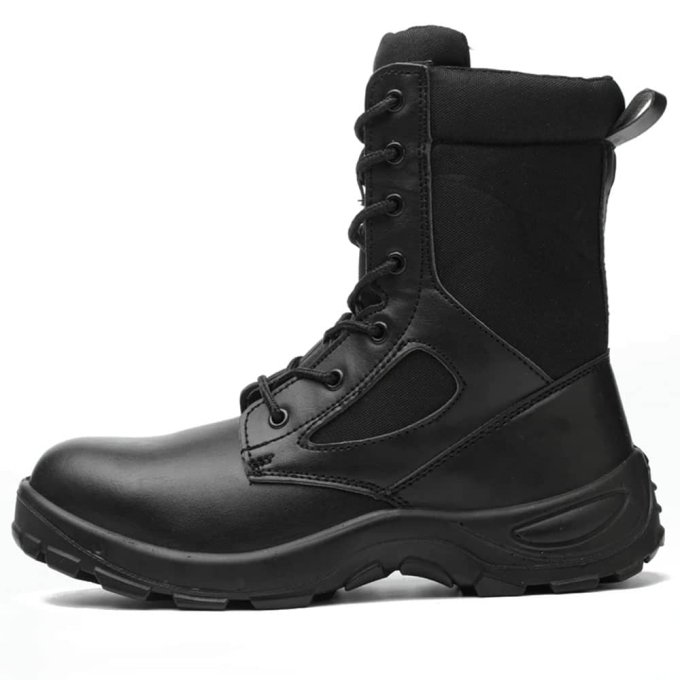Black safety toe military boots