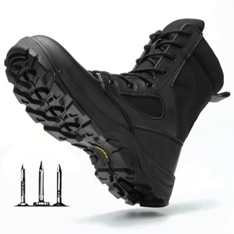 Black safety toe military boots