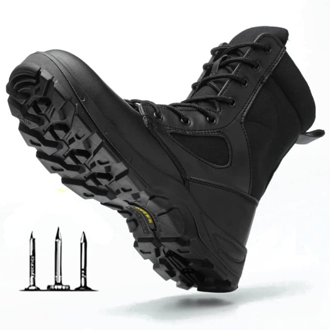 Black safety toe military boots