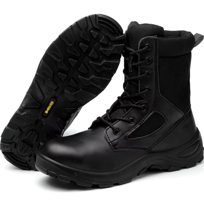 Black safety toe military boots