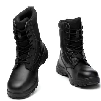 Black safety toe military boots