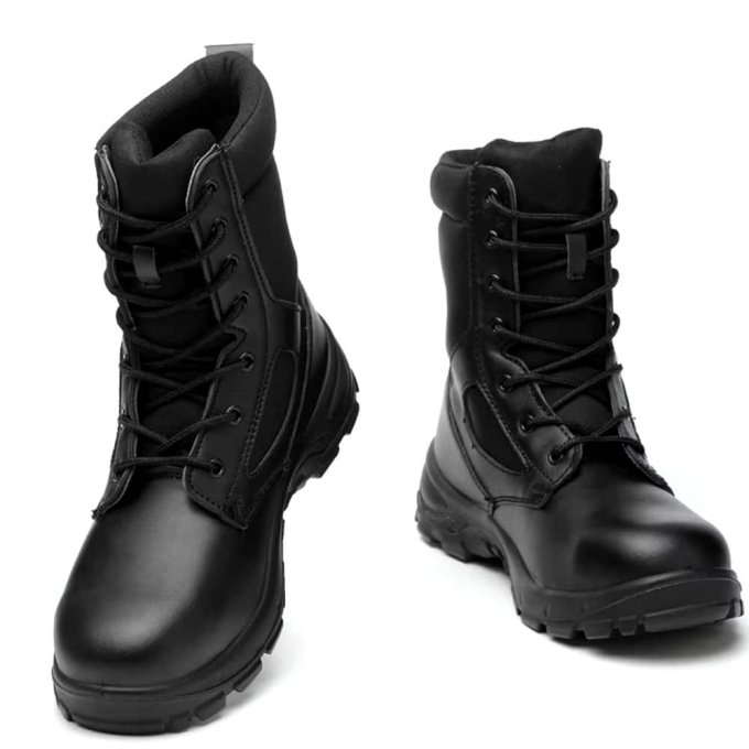Black safety toe military boots