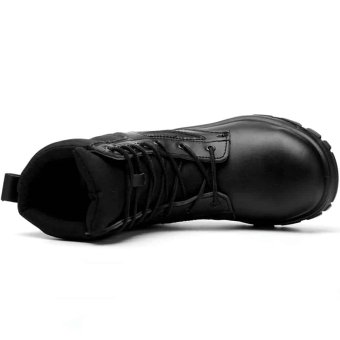 Black safety toe military boots
