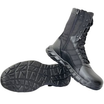 Black zip combat boots