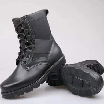 Faux leather combat boots