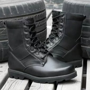 Faux leather combat boots