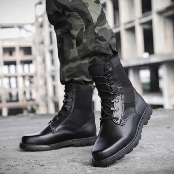 Faux leather combat boots