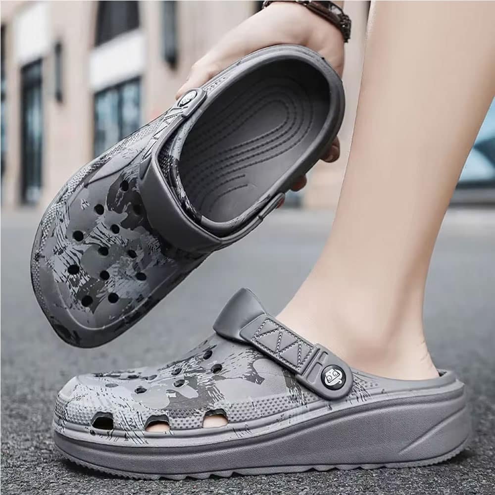 Grey camo tactical crocs