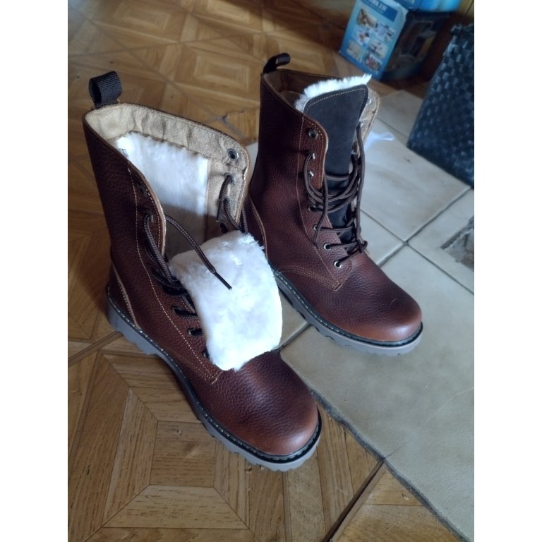 Bottes militaires vintage en cuir marron photo review