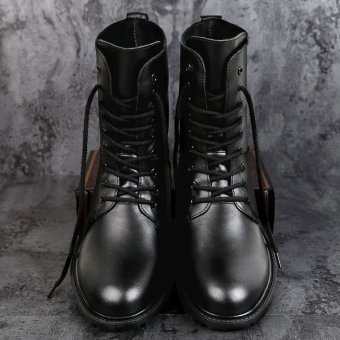 Leather combat boots with zipper
