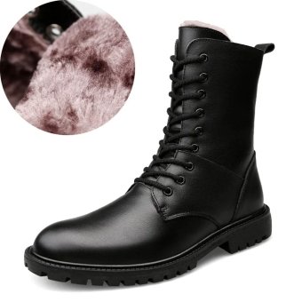 Leather combat boots with zipper