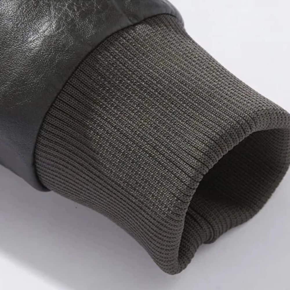 Men's Slim Fit Leather Bomber Jacket