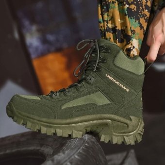 Mid cut tactical hiking boots Olive Green "Huile"