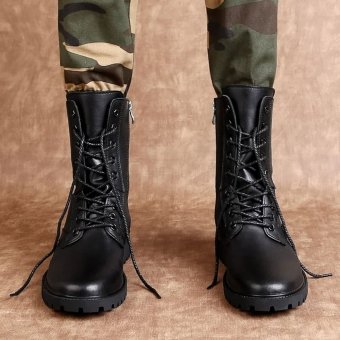 Real leather combat boots