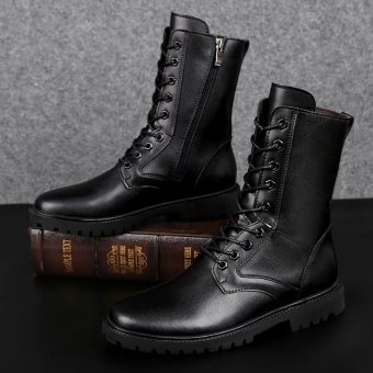 Real leather combat boots