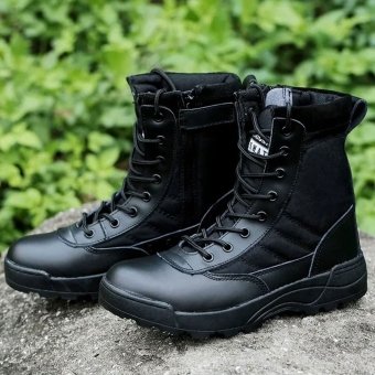 Side zip tactical boots Black