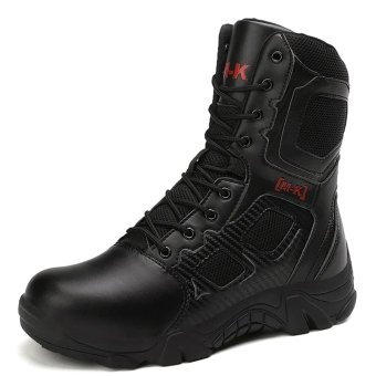 Side zip tactical boots with safety toe Black
