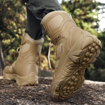 Side zip tactical boots with safety toe Desert Tan