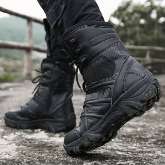 Synthetic leather combat boots