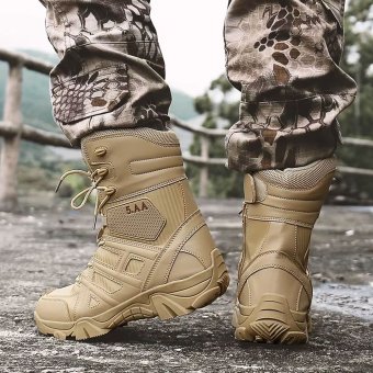 Synthetic leather combat boots Desert Tan