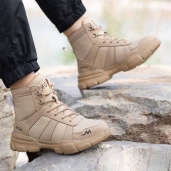 Tactical steel toe work boots Desert Tan